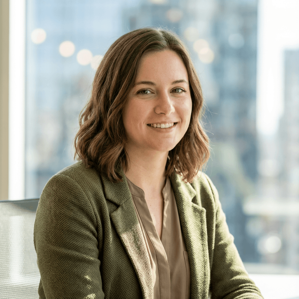 Portrait of female HR director in her mid 30s for TL Works client testimonial