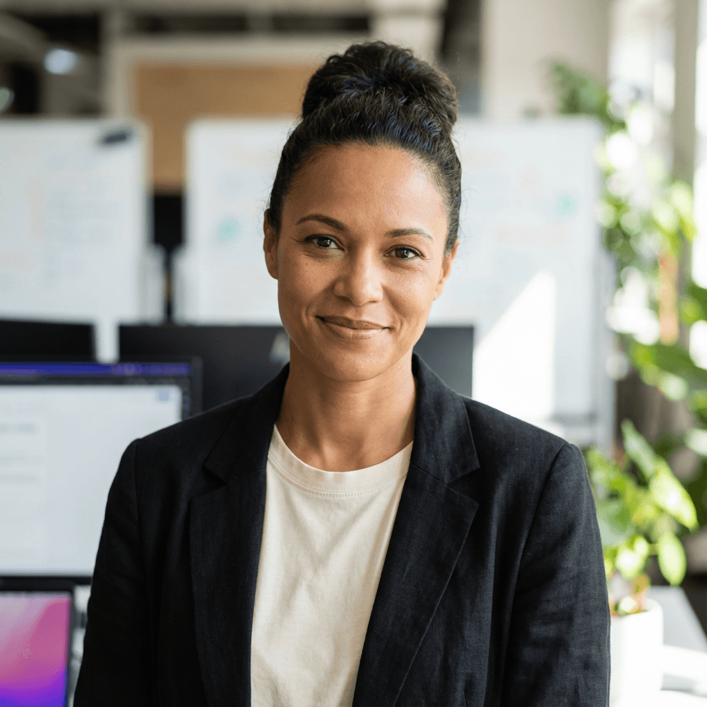 Portrait of female safety manager in her early 40s for TL Works client testimonial